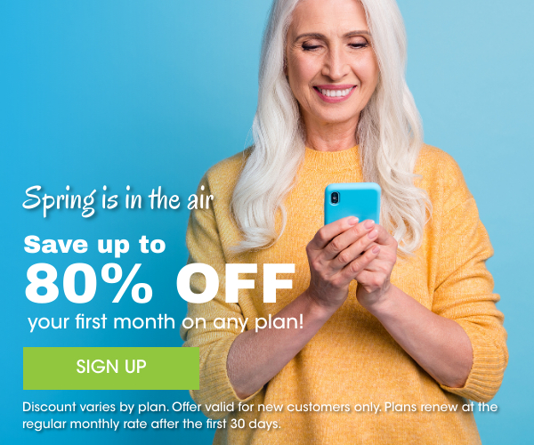 Save up to 80% off your first month any plan new customers only renews at regular rate - click to learn more